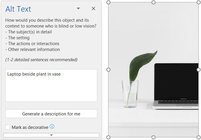 Alt text in Microsoft PowerPoint