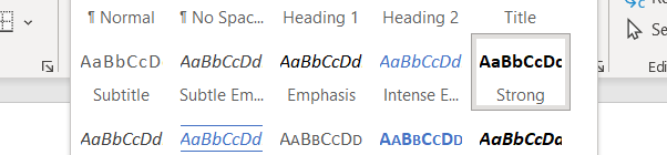 Document styles on Microsoft Word